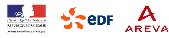 Logotypy Ambasady Francji w Polsce, EDF i AREVA